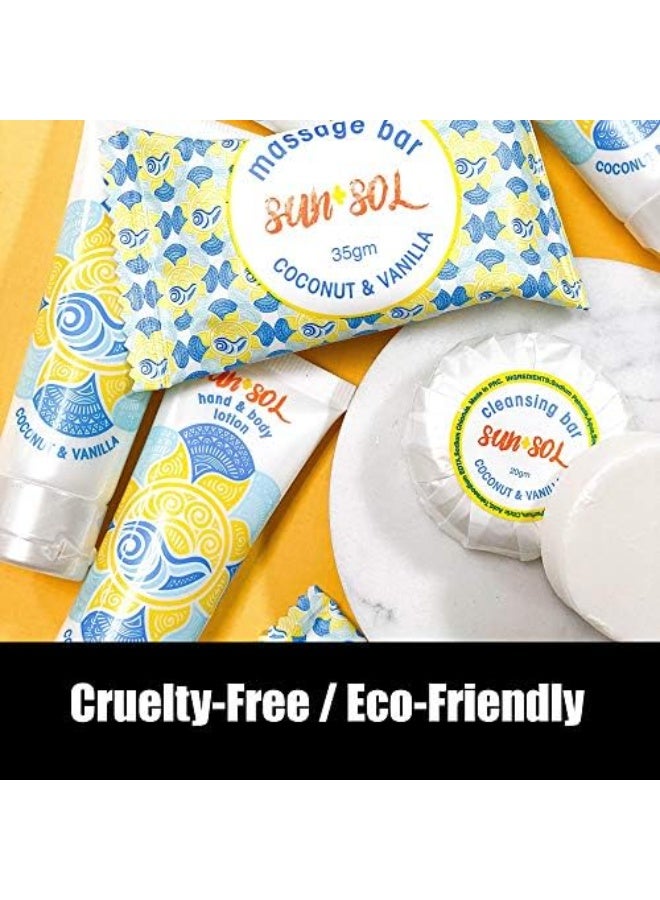 World Amenities - Sun + Sol Bulk Cleansing 2 in 1 Shampoo & Conditioner With Warm Coconut & Vanilla Fragrances, Travel Size Toiletries, Mini Hotel Amenities - Image 4