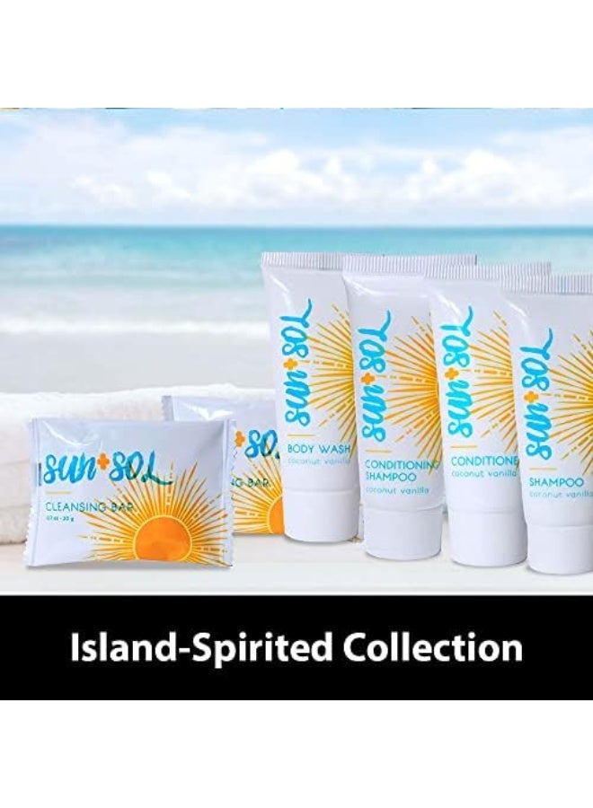 World Amenities - Sun + Sol Bulk Cleansing 2 in 1 Shampoo & Conditioner With Warm Coconut & Vanilla Fragrances, Travel Size Toiletries, Mini Hotel Amenities - Image 3