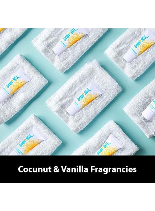 World Amenities - Sun + Sol Bulk Cleansing 2 in 1 Shampoo & Conditioner With Warm Coconut & Vanilla Fragrances, Travel Size Toiletries, Mini Hotel Amenities - Image 5