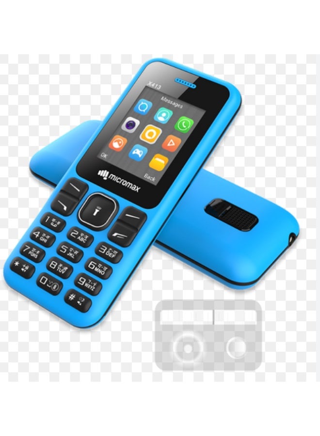 ميكروماكس هاتف ميكرومكس X413 ثنائي الشريحة – مزود بمصباح يدوي وراديو FM، اللون الأزرق - Image 5