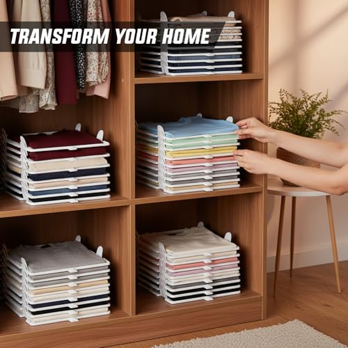 Accenter Tshirt Organizer for Closet StorageCloset Shelves for Bedroom StorageStackable Storage Bins for Home StorageSturdy and Durable Clothes Folder20Pack - Image 3