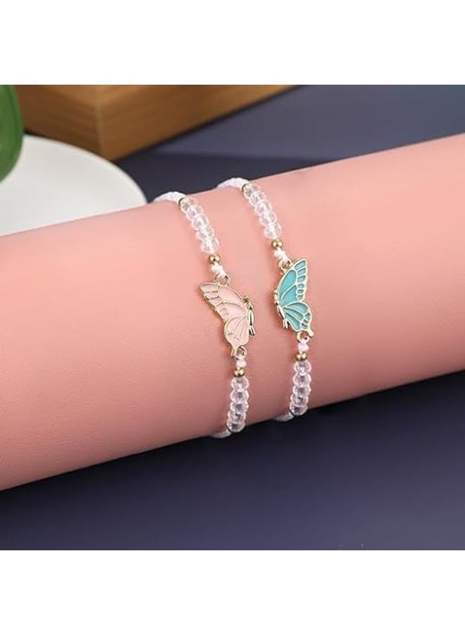 Best Friend Bracelets for 2 Butterfly Matching, BFF Bracelets, Adjustable Strand Bracelets, Handmade Braided Rope, Friendship Bracelets, Jewelry Gifts, for Teen, Girls, Women, Couples, Girlfriend - Image 3