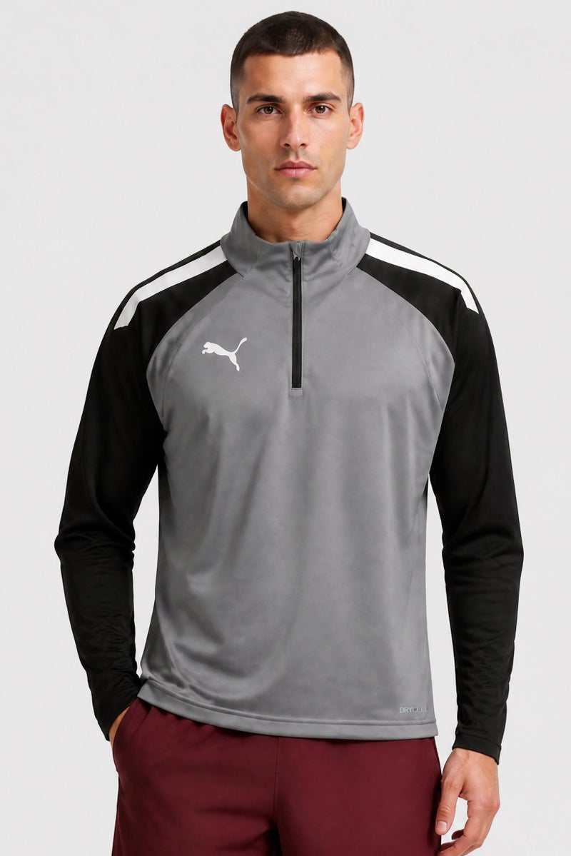 PUMA Men Sportswear Fit Half Zip Long Sleeve Football Sweatshirt, Grey - Image 1