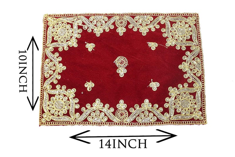 Reliable Multicolour Puja Assan Velvet Puja ClothPuja AasanPuja Chowki Assan Fancy Velvet Puja Altar Cloth for Pooja Home Mandir Temple and Pooja Ghar Size 10 13 Inch Pack of 6 - Image 2