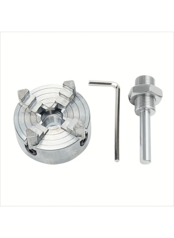 4 Jaw Self Centering Mini Lathe Chuck Set With Durable Connecting Rod For Woodworking - Image 1