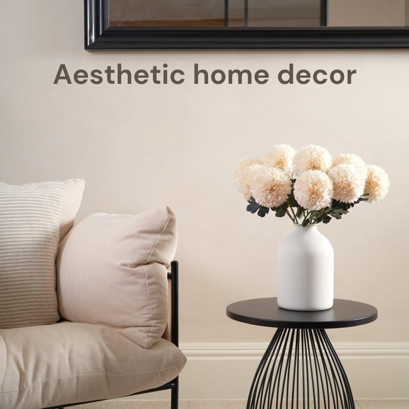 RyddeligHome Large Kiku Flower Beige 10 Stems, Silk Flowers Bulk Boho Bouquet, Large Artificial Flowers, Tall Flowers With Long Stems, Realistic faux flowers Neutral Home Decor, Flores Artificiales Para Decoracion - Image 2