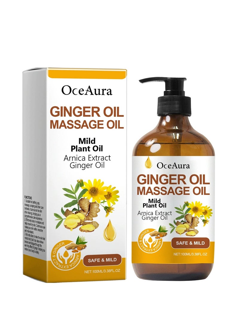 OceAura Ginger Oil Massage Oils for Massage Therapy,Arnica Extract Ginger Oil  for Date Night, for Muscle Pain, Gua Sha Relaxing Body Oil, Natural Oil for Skin Hair -100ml - Image 1