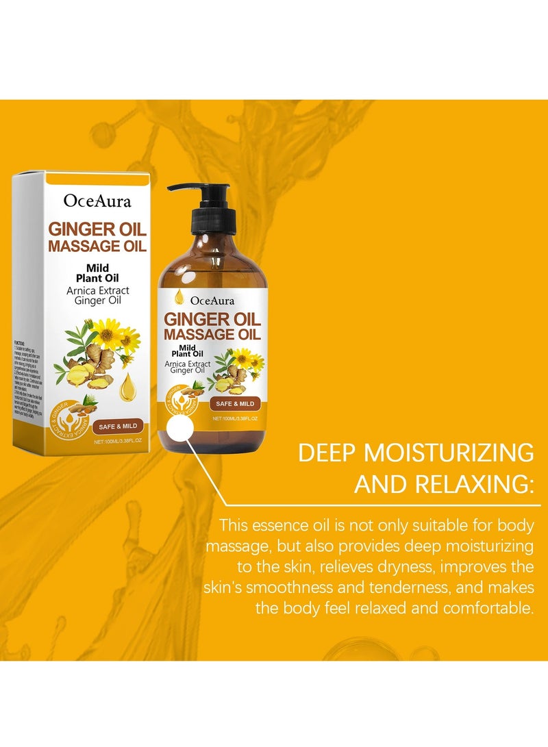OceAura Ginger Oil Massage Oils for Massage Therapy,Arnica Extract Ginger Oil  for Date Night, for Muscle Pain, Gua Sha Relaxing Body Oil, Natural Oil for Skin Hair -100ml - Image 4