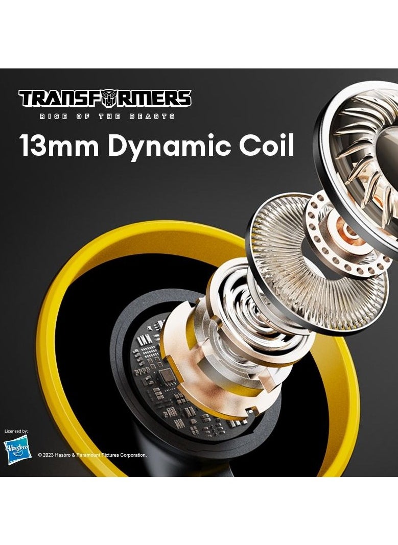 TRANSFORMERS - Transformers TF-T12 TWS Wireless Headphones Bluetooth 5.3 Bumblebee Yellow Game Sports - Image 1