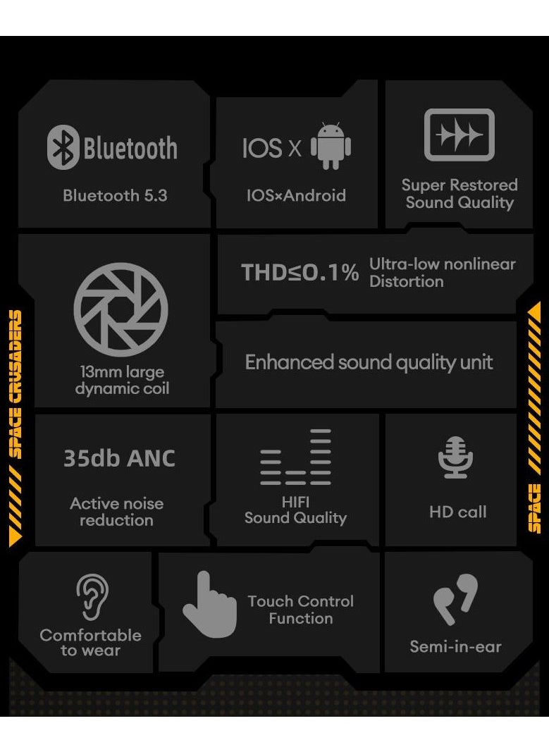 TRANSFORMERS - Transformers TF-T12 TWS Wireless Headphones Bluetooth 5.3 Bumblebee Yellow Game Sports - Image 1