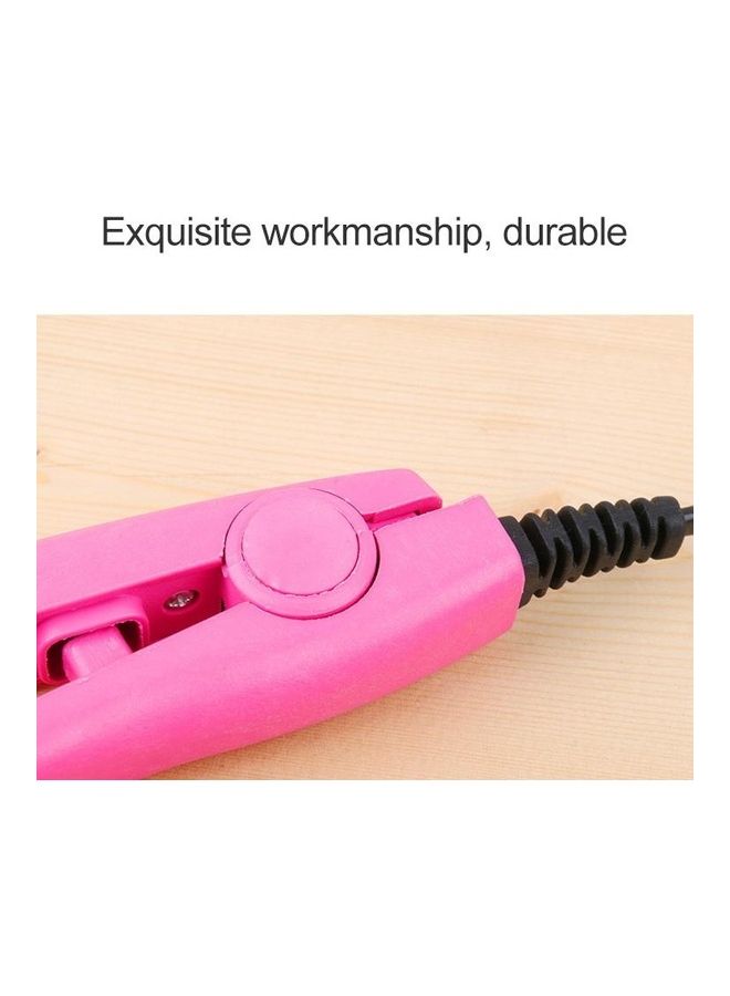 NIBEMINENT Mini Hair Straightener Ceramic Tourmaline Plates Curler Pink - Image 4