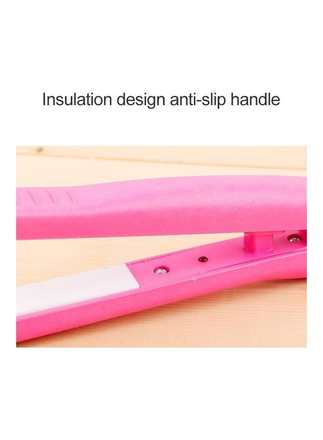 NIBEMINENT Mini Hair Straightener Ceramic Tourmaline Plates Curler Pink - Image 3