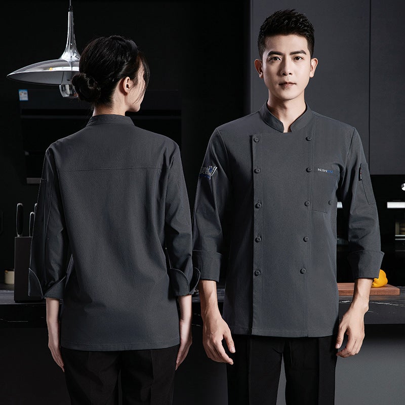 Chef'S Work Clothes Short-Sleeved Elastic Chef'S Clothes Four Seasons El Kitchen Kitchen Cake Room Western Restaurant For Men And Women - Image 1