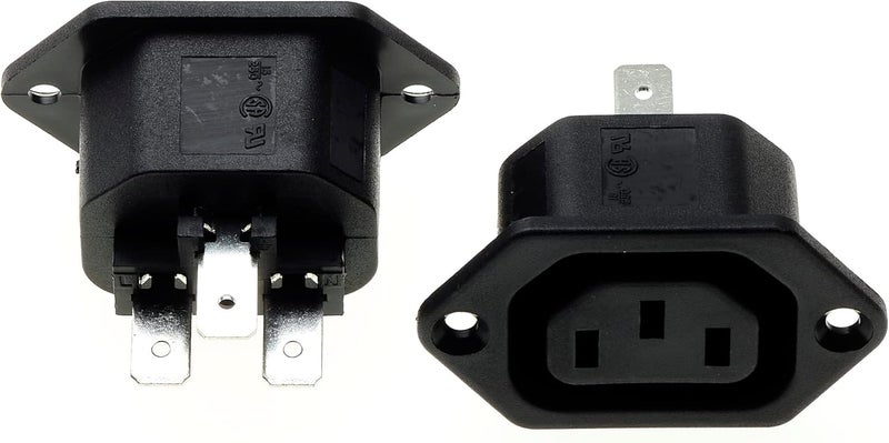 Keple IEC Panel Socket, Flange Fixing - Black, 2 Pieces - AC 250V 10A 320 C13 Mounted Female Plug, 3-Pin Inlet Module, Power Plug Straight - Image 3