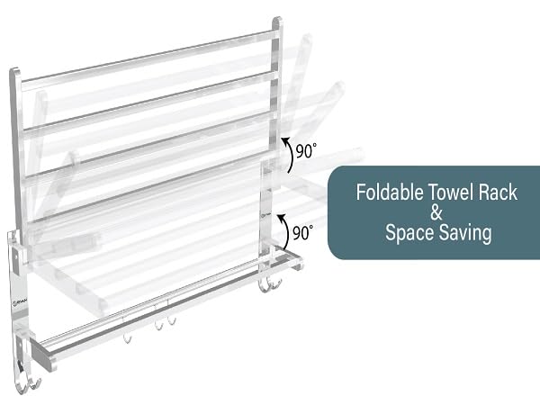 GRIVAN Stainless Steel Folding Towel Racks for Bathroom, Towel Racks, Folding Towel Stand, Bathroom Towel Holder, Bathroom Stand, Bathroom Accessories and Fittings - Image 2