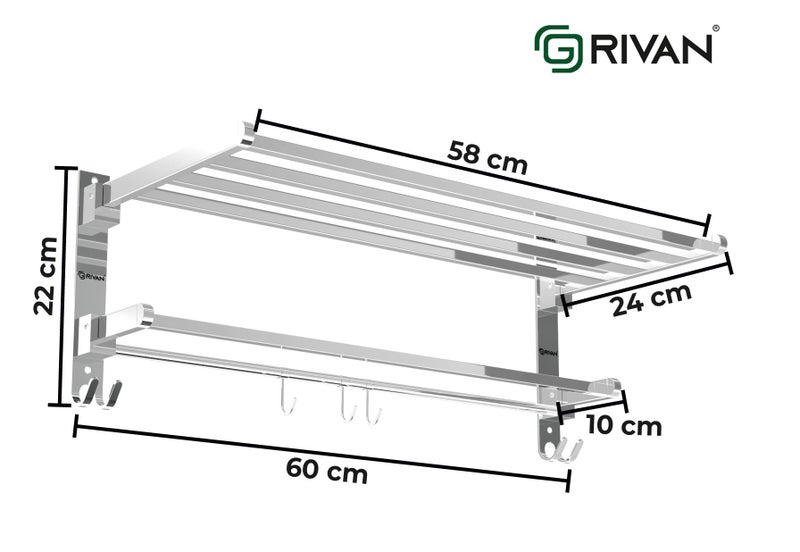 GRIVAN Stainless Steel Folding Towel Racks for Bathroom, Towel Racks, Folding Towel Stand, Bathroom Towel Holder, Bathroom Stand, Bathroom Accessories and Fittings - Image 3