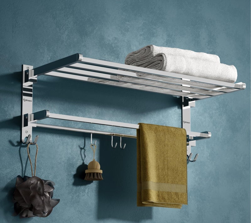 GRIVAN Stainless Steel Folding Towel Racks for Bathroom, Towel Racks, Folding Towel Stand, Bathroom Towel Holder, Bathroom Stand, Bathroom Accessories and Fittings - Image 1