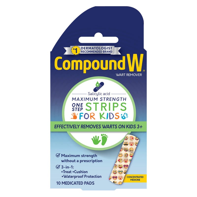Compound W One Step Wart Remover Strips for Kids, 10 Medicated Strips - Image 1
