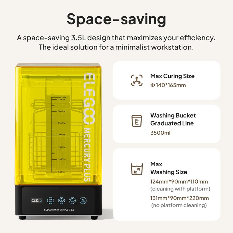 ELEGOO Mercury Plus 2.0 Wash and Cure Station V2 for Mars Photon S Photon Mono LCD SLA DLP 3D Printer Models - Image 2
