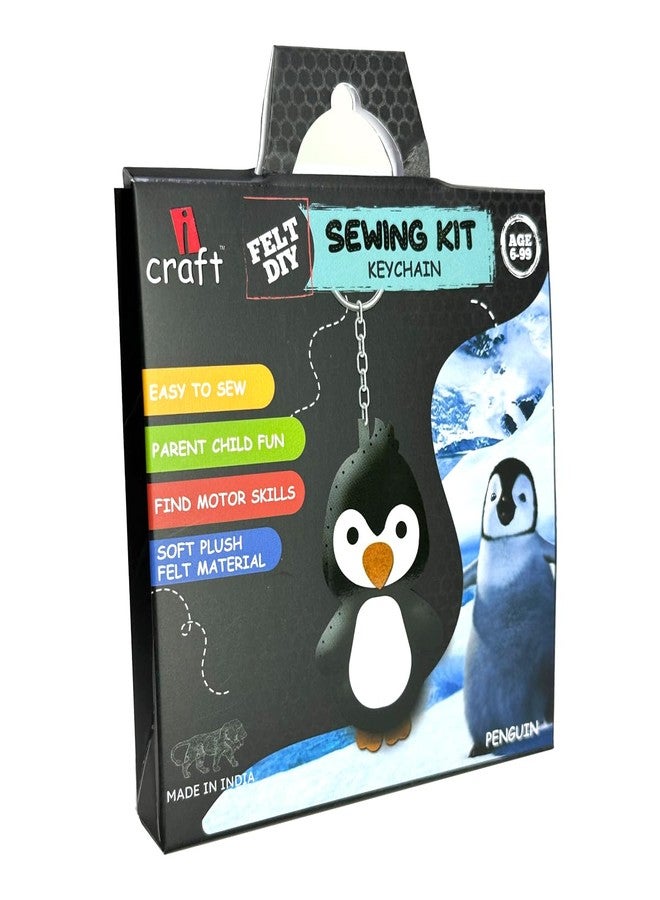 iCraft DIY Felt Keychain - Sewing Kit Keychain Home Decor Art Kit for Kids (Penguin) - Image 1