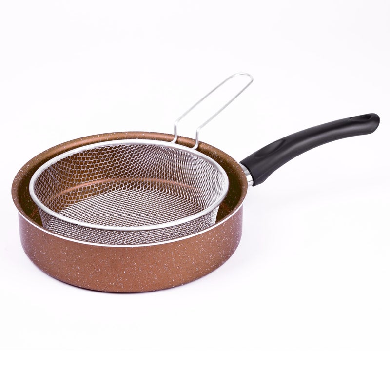 Lazord Granite Saute Pan With Frying Basket - 24 Cm - Copper