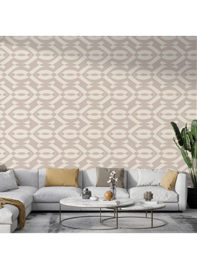 Home Gallery Belgravia Decor Amelie Geometric Beige/Cream  Fabric Wallpaper Covers An Area ​​Up To 4.2Mx3M With Adhesive  And Smoothing Tool - Image 4