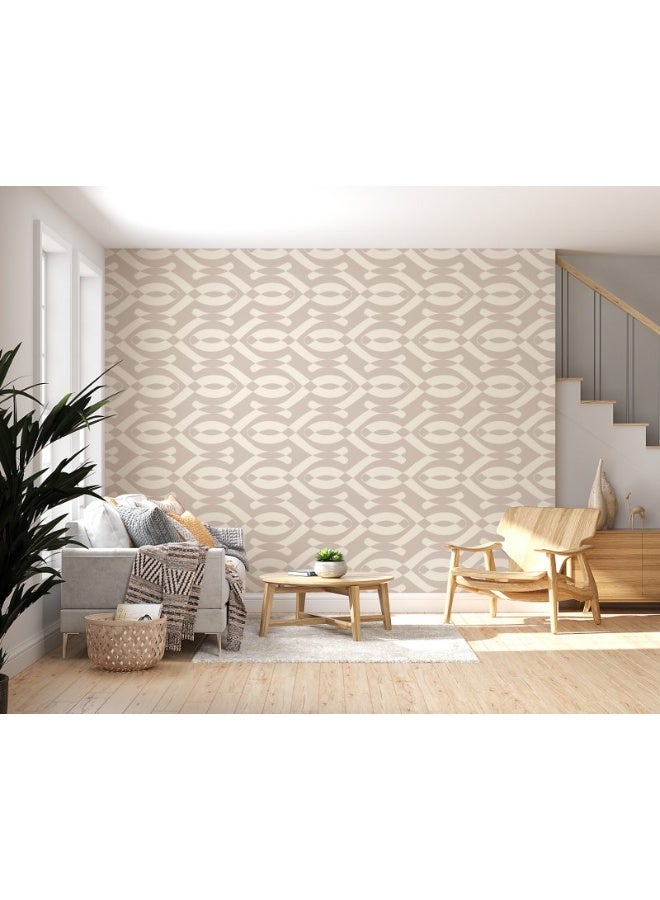 Home Gallery Belgravia Decor Amelie Geometric Beige/Cream  Fabric Wallpaper Covers An Area ​​Up To 4.2Mx3M With Adhesive  And Smoothing Tool - Image 5