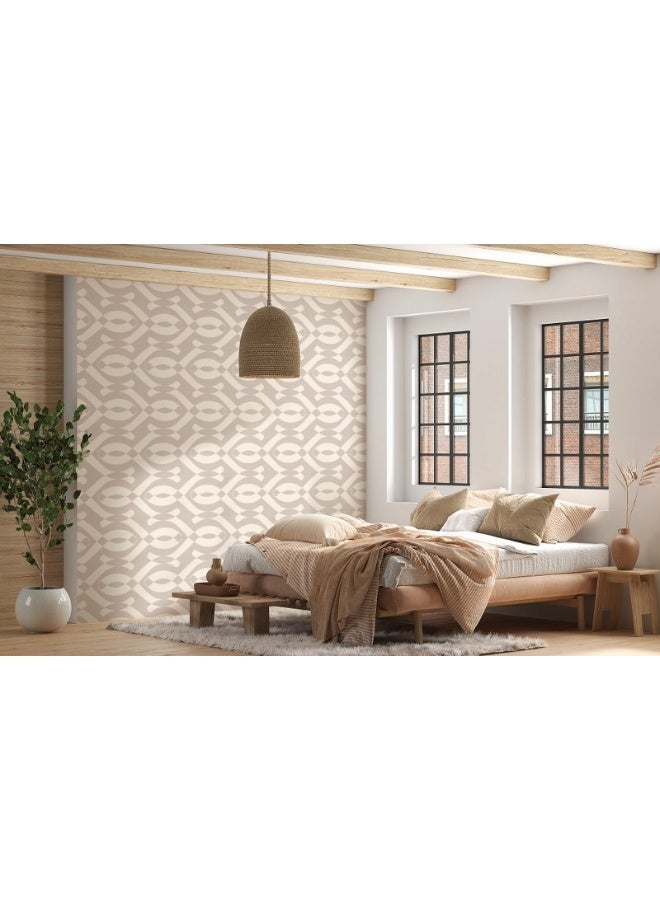 Home Gallery Belgravia Decor Amelie Geometric Beige/Cream  Fabric Wallpaper Covers An Area ​​Up To 4.2Mx3M With Adhesive  And Smoothing Tool - Image 2
