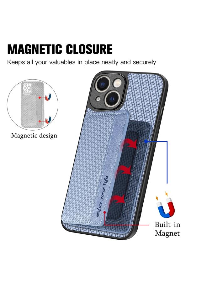 S-TOP Case For iPhone 13 mini Carbon Fiber Magnetic Card Bag Phone Case - Image 3