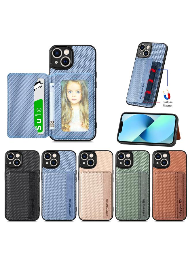 S-TOP Case For iPhone 13 mini Carbon Fiber Magnetic Card Bag Phone Case - Image 4