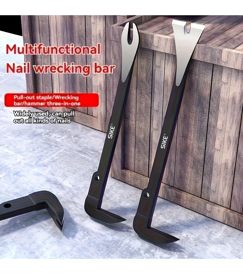 A Multifunctional Double Head Nail Remover Round Pry Bar Heavy Duty Metal Construction Flat And Pointed Ends For Automotive Tires Floor Installations Manual Tools - Image 1