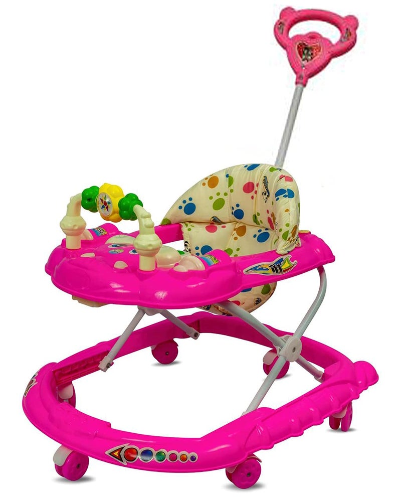 DELEE ODELEE Musical Activity Baby Walker 111 with Music & Parent Handel Rod & Adjustable Height for Kids (Pink) - Image 1