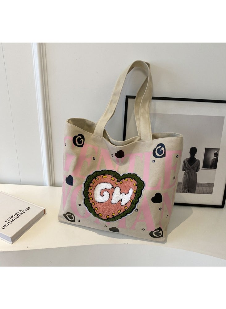 Gentle Woman large letter painted canvas bag versatile and fashionable shoulder bag - pzsku/ZBA0C150CD2B8587A24E3Z/45/1741767302/3d9e9335-17d4-4f52-b13e-f7f91dd39c30