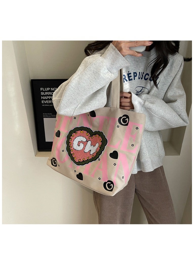 Gentle Woman large letter painted canvas bag versatile and fashionable shoulder bag - pzsku/ZBA0C150CD2B8587A24E3Z/45/1741767323/b5a63cb0-2273-4c0c-aa47-031cc478ac18