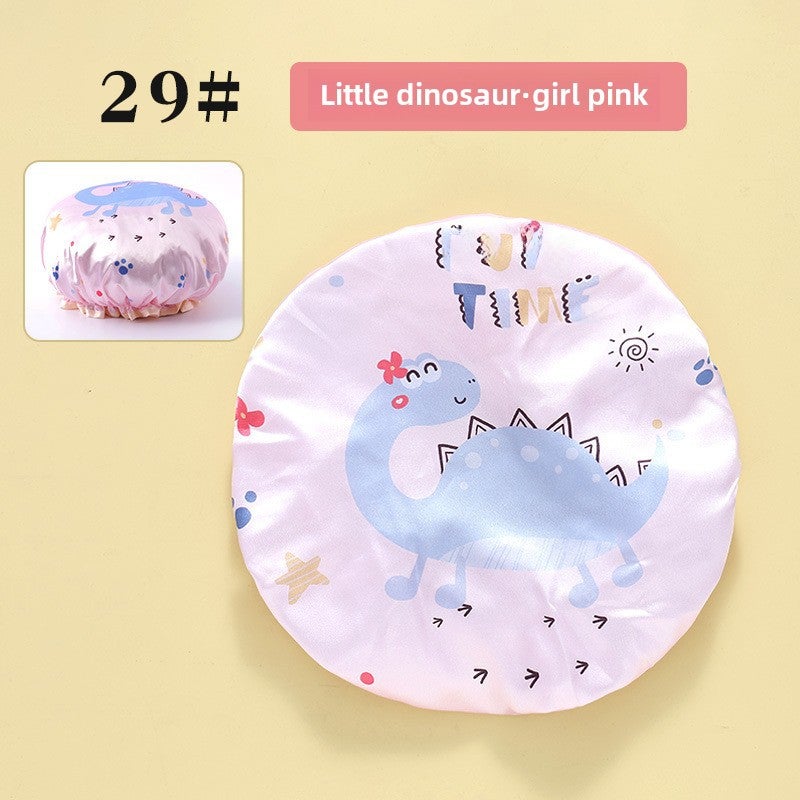 Kids Double Layer Shower Cap Thick Waterproof Cartoon 