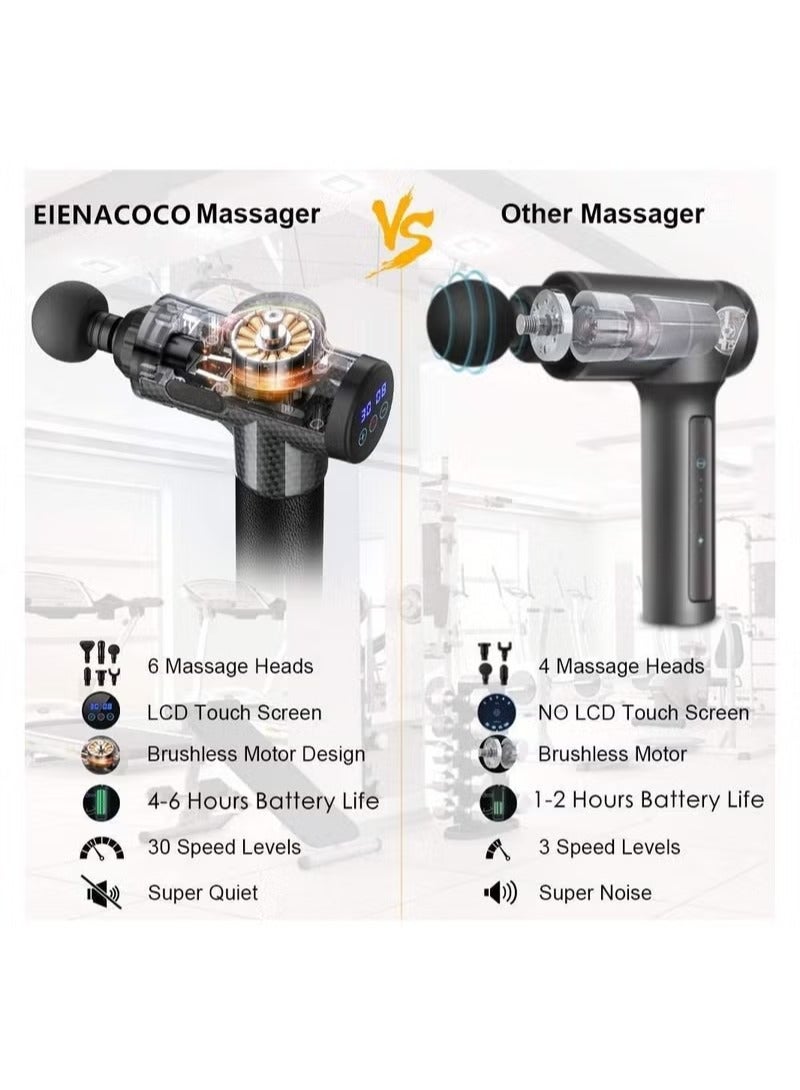 Massage Gun, Deep Tissue Massager Electric Handheld Massagers  Adjustable Speeds Hand Massager with LCD Display Screen Rechargeable for Muscle Pain Relief Recovery - Image 5