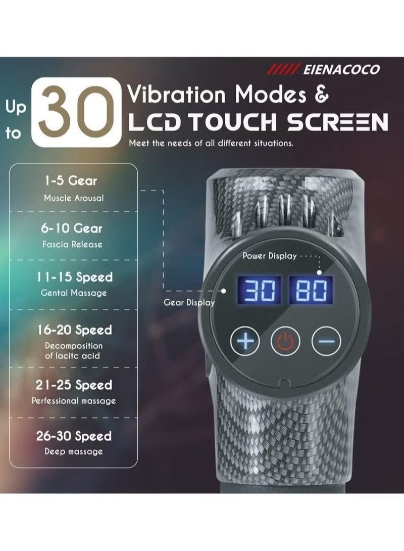 Massage Gun, Deep Tissue Massager Electric Handheld Massagers  Adjustable Speeds Hand Massager with LCD Display Screen Rechargeable for Muscle Pain Relief Recovery - Image 2
