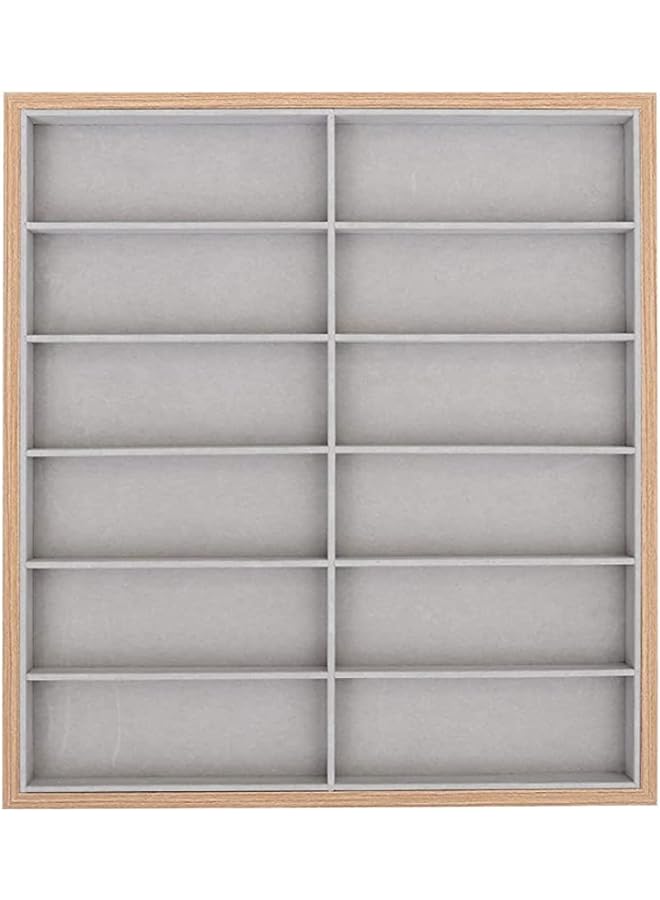 Goodern Display Tray 12 Grids Wood Sunglass Storage Case Box Eyewear Stand Holder Jewelry Organizer Flannel Inside for Home Sunglass Box For Women Men Sunglass Eyewear Display Storage Case - Image 1