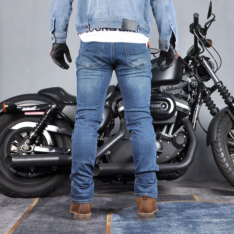 HUMAN HEART â€‹Men's Motorcycle Riding Pants Denim Jeans Protect Pads Equipment with Knee and Hip Armor Pads Detachable CE2 Armor Pads - Image 5