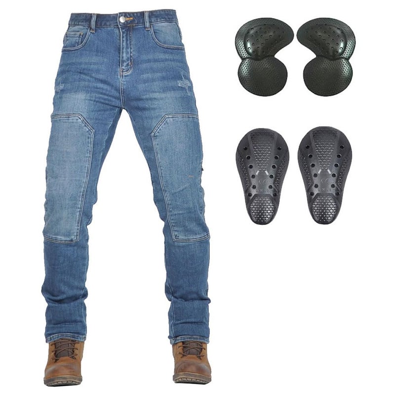 HUMAN HEART â€‹Men's Motorcycle Riding Pants Denim Jeans Protect Pads Equipment with Knee and Hip Armor Pads Detachable CE2 Armor Pads - Image 1