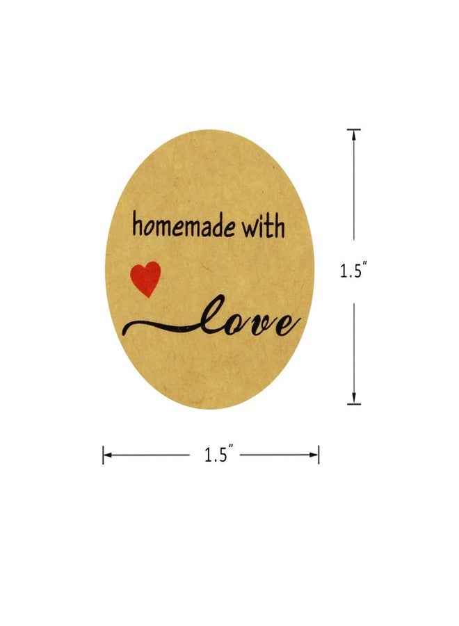Hcode 500 Natural Kraft Paper Round Homemade with Love Stickers with Red Heart 1.5 Inch Adhesive Label (1 roll, Homemade with Love) - Image 3