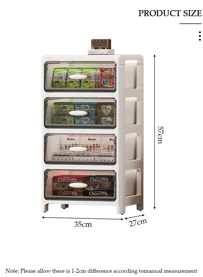 DUNISO 4-Tier Vertical Storage Cabinets With Drawers, Large Capacity Organizer, Waterproof Design Floor Cabinet, Plastic Drawers Storage Cabinet for Home Office,Multifunctional Organizer for Bedroom, Bathroom, Kitchen - Image 2
