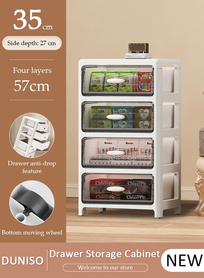 DUNISO 4-Tier Vertical Storage Cabinets With Drawers, Large Capacity Organizer, Waterproof Design Floor Cabinet, Plastic Drawers Storage Cabinet for Home Office,Multifunctional Organizer for Bedroom, Bathroom, Kitchen - Image 1
