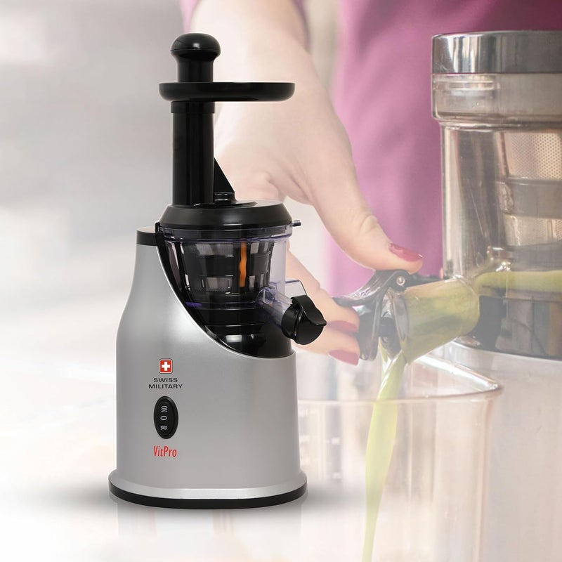 SWISS MILITARY Swiss Military VITPRO Slow Juicer Mixer Maximum Nutrient Retention Low Noise Operation Easy To Clean 180 Watts Black  - Image 1