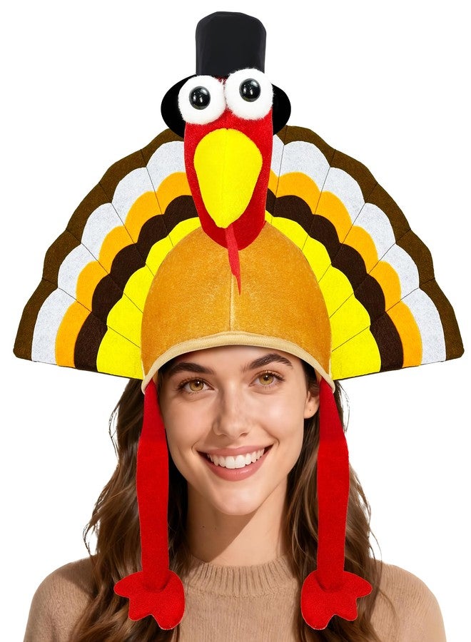 Asikkon Turkey Hat Thanksgiving Cap Novelty Plush Thanksgiving Costume for Holiday Event - Image 2