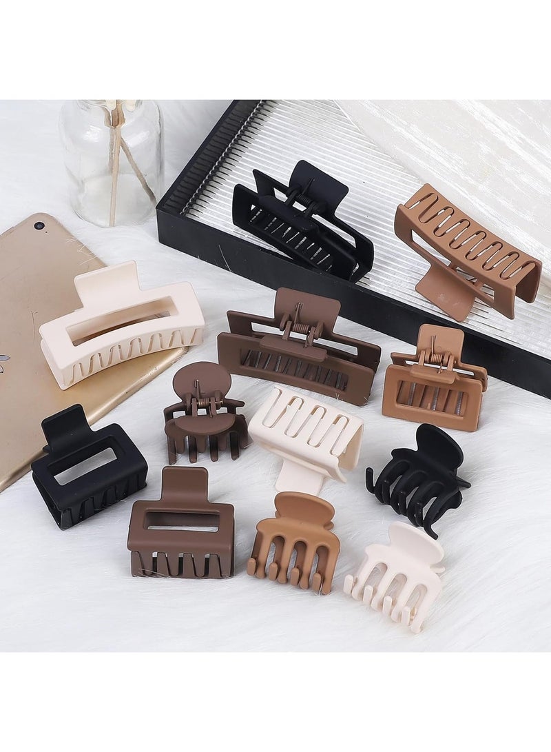 12 Pcs Hair Clips for Women 3 Styles Small Medium Large Claw Clips for Thin Thick Curly Hair, Strong Hold & Non-Slip Clips, Stylish Matte Plastic Hair Accessories Ideal Gifts for Women - Image 5