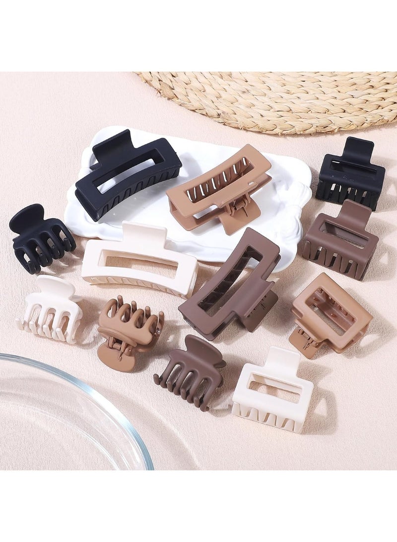 12 Pcs Hair Clips for Women 3 Styles Small Medium Large Claw Clips for Thin Thick Curly Hair, Strong Hold & Non-Slip Clips, Stylish Matte Plastic Hair Accessories Ideal Gifts for Women - Image 3