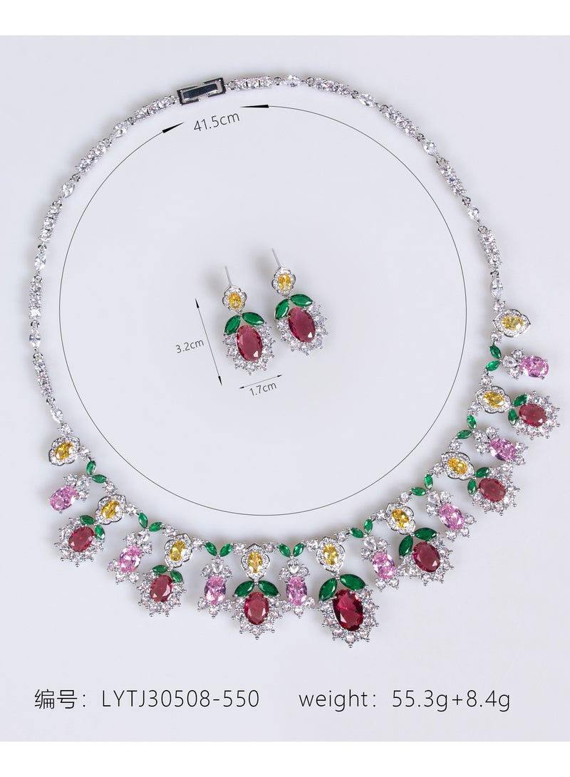 Mark Fairwhale Floral Zircon Necklace Earring Set  - Image 2