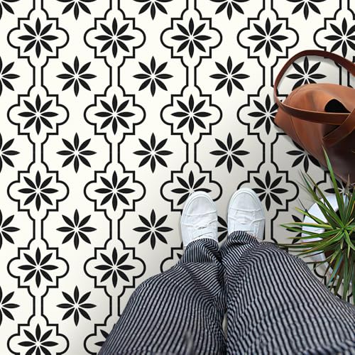 MORCART 20PCS Peel and Stick Floor Tile, 7.87" x 7.87" Vinyl Flooring Waterproof Removable DIY Flooring for Bathroom, Kitchen, Fireplace, Pet House, Stairs, Bedrooms, Wall - Image 1