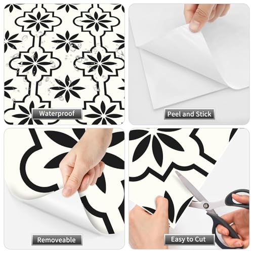 MORCART 20PCS Peel and Stick Floor Tile, 7.87" x 7.87" Vinyl Flooring Waterproof Removable DIY Flooring for Bathroom, Kitchen, Fireplace, Pet House, Stairs, Bedrooms, Wall - Image 3